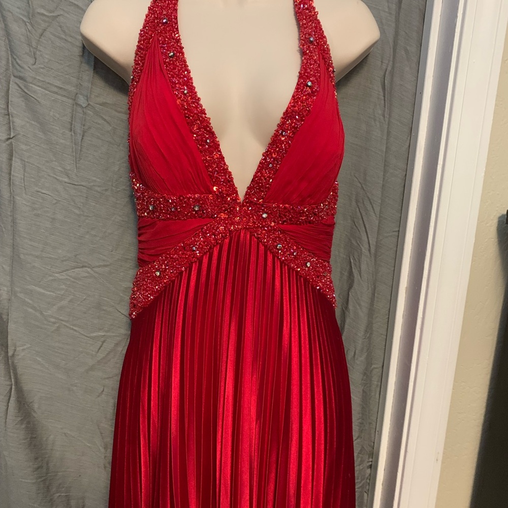 Elegant Red Halter Dress